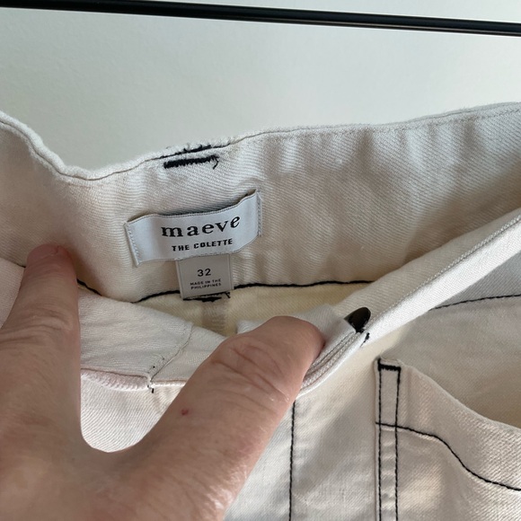 Anthropologie The Colette Cropped Wide-Leg Pants Contrast-Stitch Linen Size 32 - Picture 6 of 14